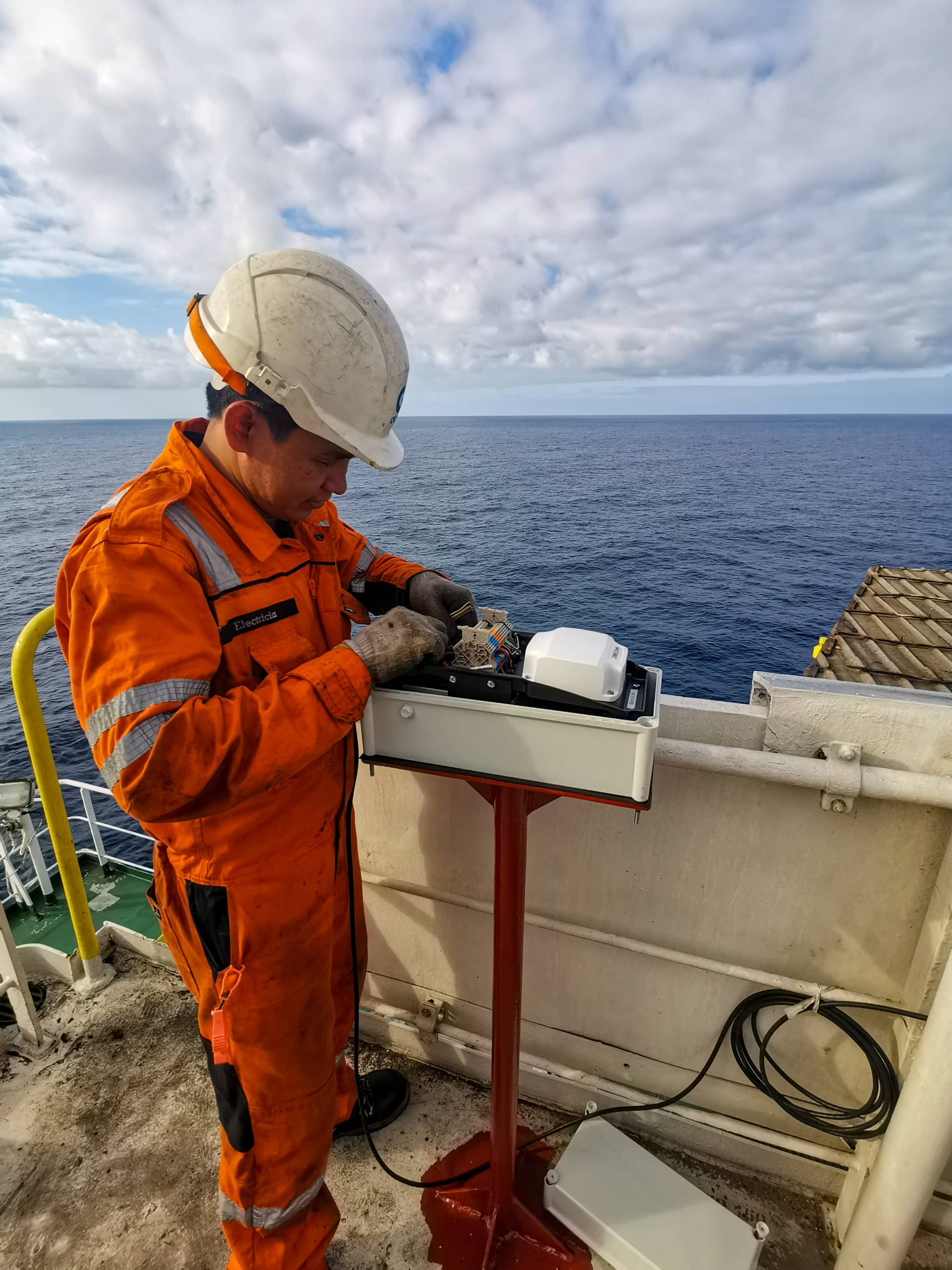 Electro technician for Grieg Philippines working on the sea.